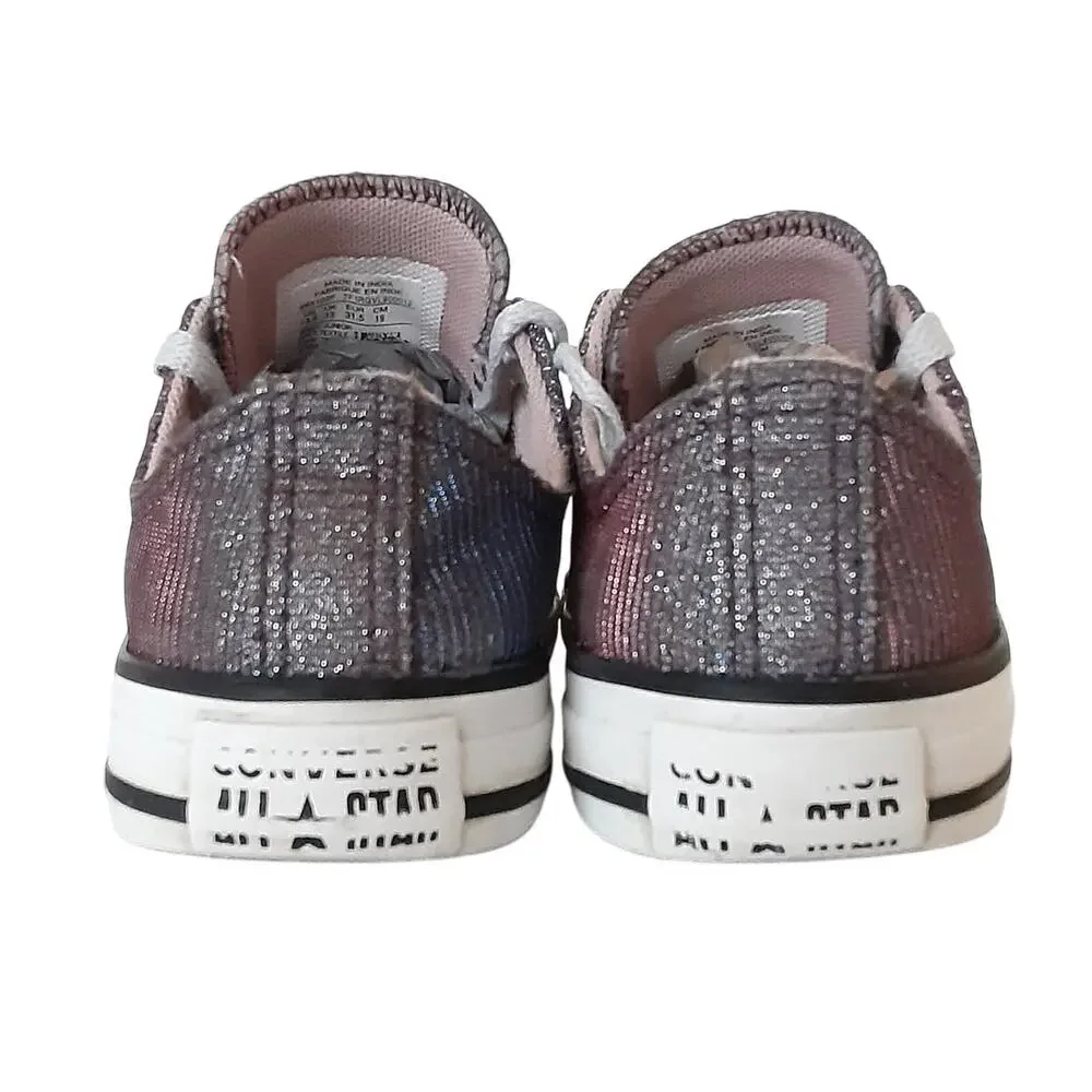 Converse Chuck Taylor All Star Ox Low Top Sneakers Kids Shimmer Purple Girl 13.5